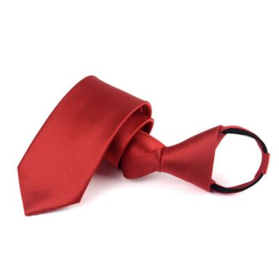 Men's Solid Color Ready Knot Pre Tied Formal Zipper Tie Neck Wear