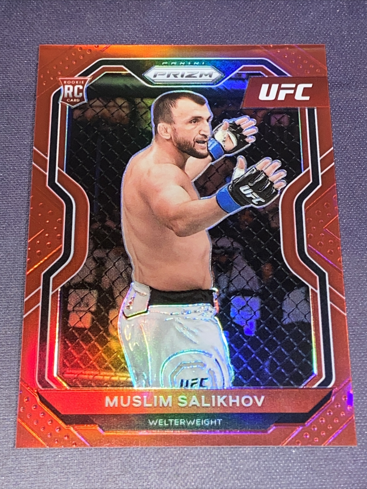 2021 Panini Prizm UFC #29 MUSLIM SALIKHOV RC RED PRIZM #d 171/275 Rookie Card