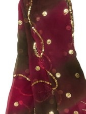 Chiffon Dupatta Scarf Vintage Indian Embroidered Long Stole For Woman LD7116