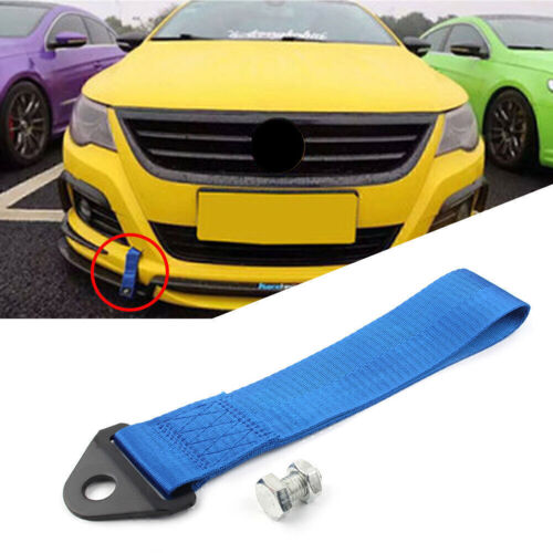 Racing Car Tow Towing Strap Belt Rope Rally Hook Rear/Front Bumper blue New - Afbeelding 1 van 4