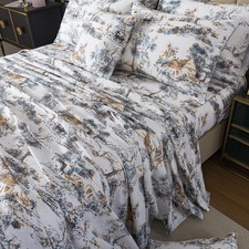 Fadfay Toile Sheets Set Twin 100 Egyptian Cotton French Country Toile De Jouy
