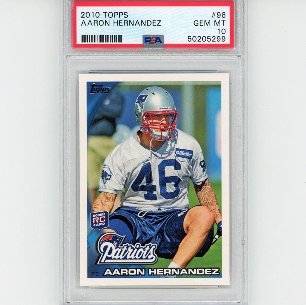 Graded 2010 Topps Aaron Hernandez #96 Rookie RC Football Card PSA