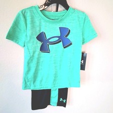 Under Armour Shorts Set 24M Boys Green Black Logo