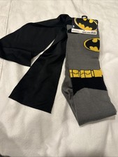 DC Comics Men's Adult Batman Knee High Socks With Cape Bioworld Gray Brand New