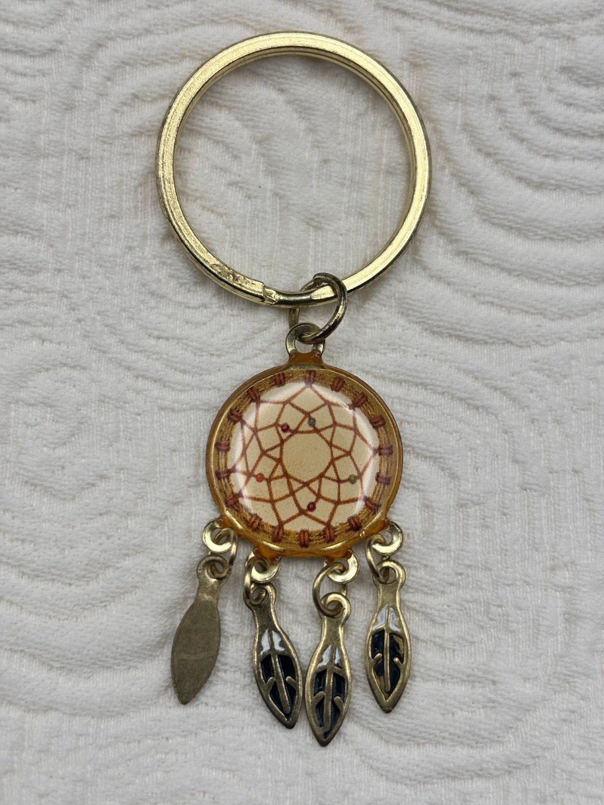 Vintage Keychain DREAM CATCHER Key Ring Metal & Enamel Fob