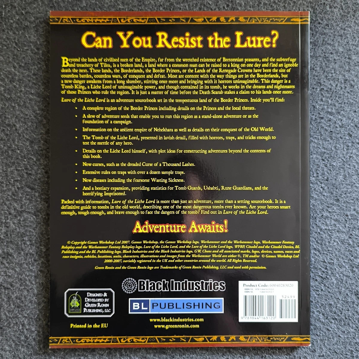 Lure of the Liche Lord Warhammer Fantasy Roleplay WFRP 2E Near Mint