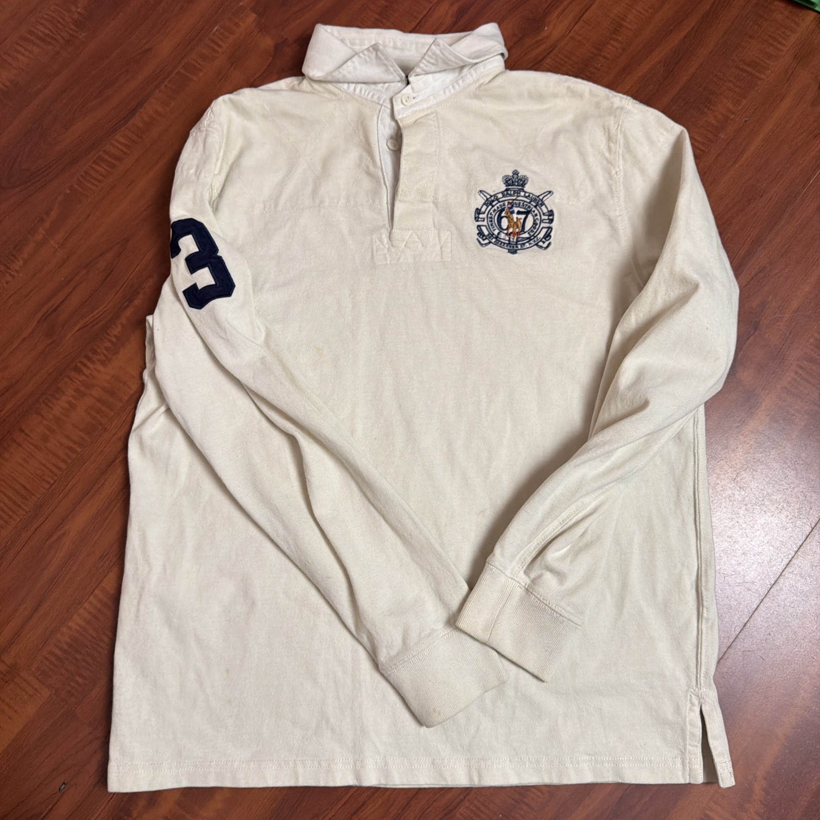 Vintage Polo Ralph Lauren Shirt Mens L White Rugby Bleeker Street 67 Equestrian