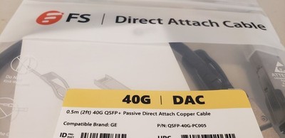FS QSFP-40G-PC005 0.5m (2ft) 40G QSFP+ Passive Direct Attach Copper Cable