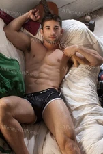 Male Model Photo Print Muscular Handsome Shirtless Hunk Abs Jock -TT19