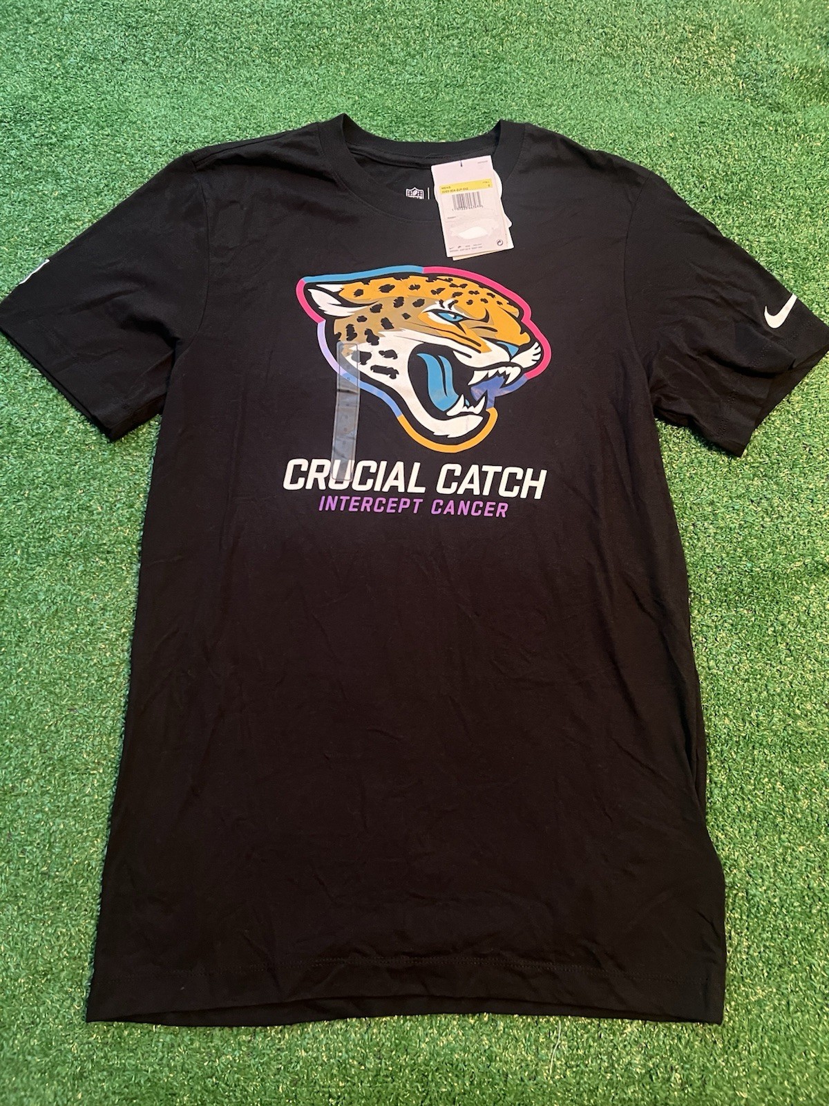 Jacksonville Jaguars Nike NFL Mens Black T-Shirt Size Small Crucial Catch NWT
