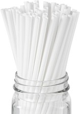Drinking Straws 100 Pack of 8.25 Inches PLA Disposable Straws White Durable