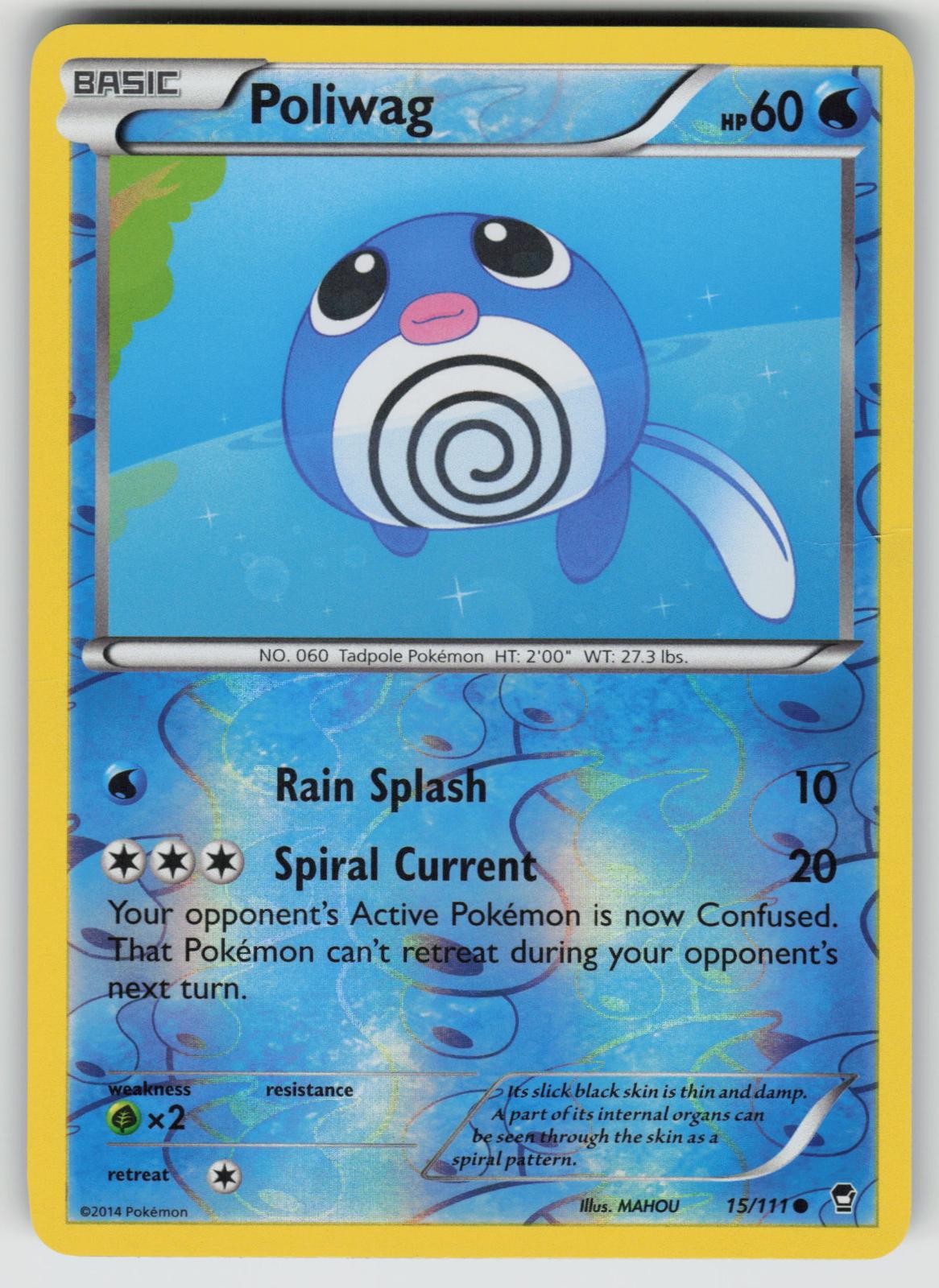 Poliwag 15/111 Common Furious Fists Pokemon Reverse Holo Moderately Played