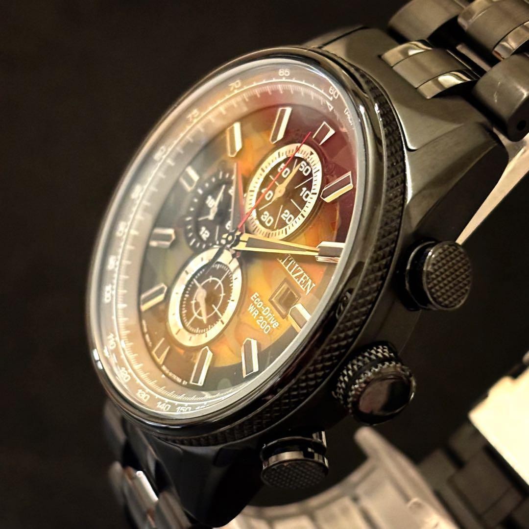 CITIZEN camo chronograph, black/green dial, Eco-Drive, 200m water resistant. image 6