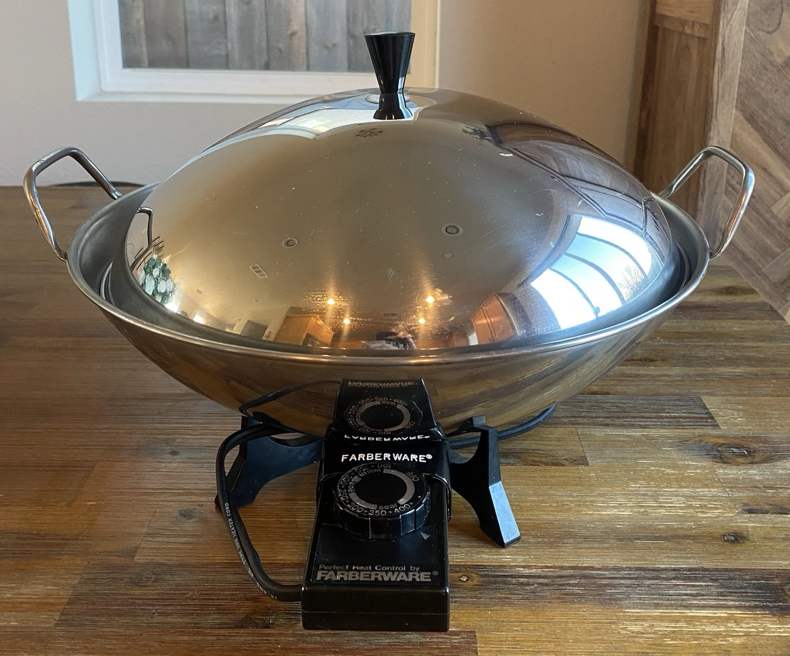 Vintage Farberware Stainless Steel Electric Cooking Wok USA (Camp Stove)