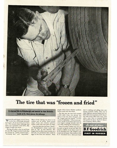 1945 B. F. Goodrich Synthetic Rubber Tires Russell Angert of Pittsburgh Print Ad