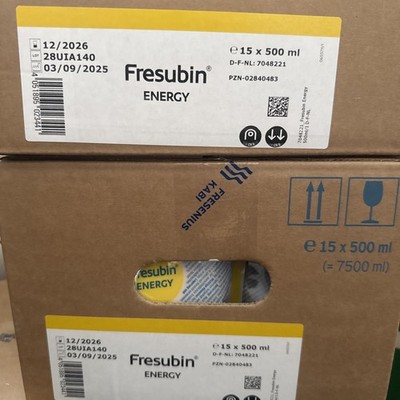 2 Kartons FRESUBIN ENERGY Fibre Easy Bag 15X500 ml Sondenkost MHD 2027