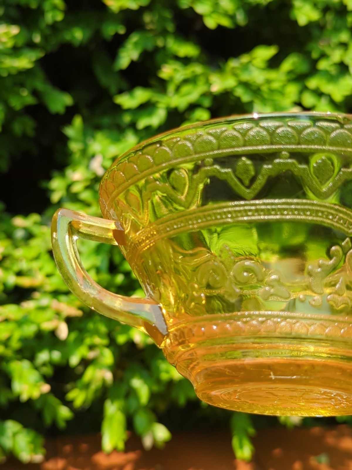Lot of 3 Federal Patrician Spoke Amber Double Handled Bowl & Platter Depression