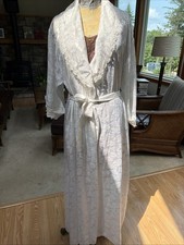 Miss Dior Women's Floral Satin Robe White, Size M-XL, 70s Vintage