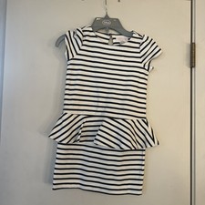 Used 5 Girls Janie And Jack Parisian Black And White Striped Ruffled Dress