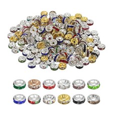 4mm Rondelle Spacer Bead, 200 Pcs Rhinestone Loose Bead, Multicolored