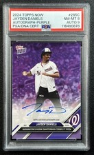 JAYDEN DANIELS PSA 8 2024 TOPPS NOW #285C ROOKIE AUTO PURPLE RC 25/25 NATIONALS