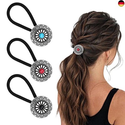 HJZHII 3 Stück Haargummi Damen Pferdeschwanz Halter Im Western Stil,Haargummis 