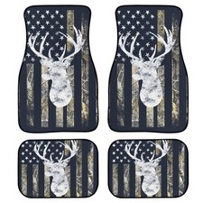 Camo Deer Hunting American Flag Car Floor Mats Set Of 4 Buck Vehicle
