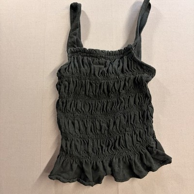 Universal Thread Black Smocked Cami Tank Top Womens Small Stretch Peplum