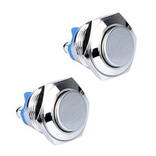2-Pack 16mm Momentary Metal Waterproof Push Button Switch 5/8" Mounting Hole ...