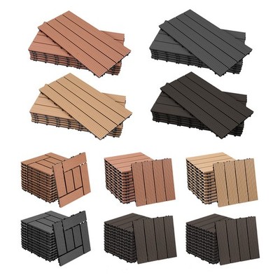 WPC Terrassenfliesen Garten 1-10㎡ 30/60 cm Holzfliesen Balkonfliesen Klickfliese