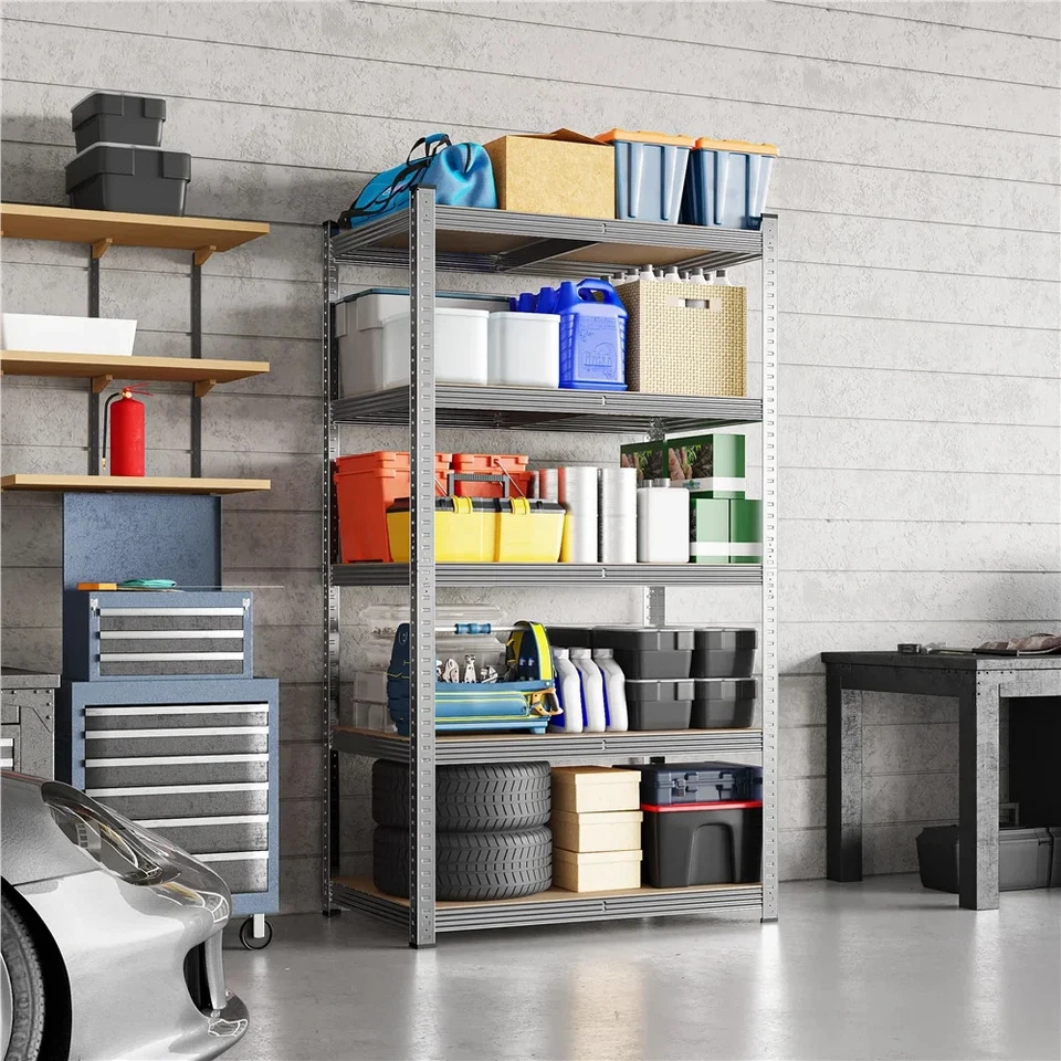 5-Shelf Boltless & Adjustable Steel Storage Shelf Unit, Light Gray - Image 3 of 4
