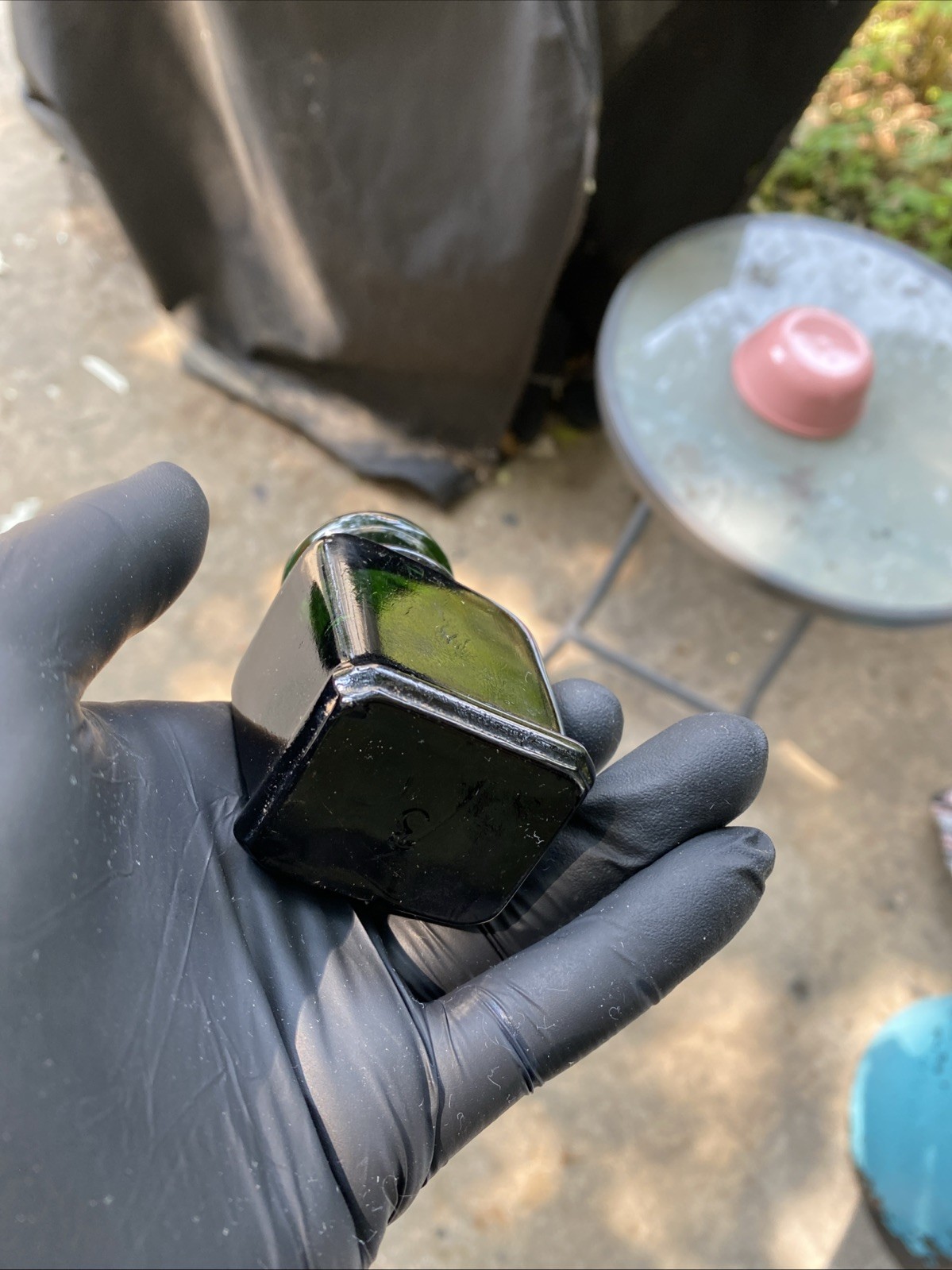 Larkin Co. Buffalo, NY Vintage Embossed Emerald Green Glass Bottle 3"