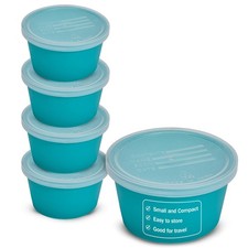 Denture Cup with Lid - Pack of 5 Cases - Retainer 5 Pack, Turquoise