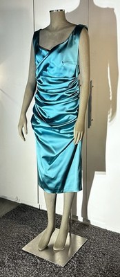 Talbot Runhof Seidenkleid Türkis Gr. 42 Cocktailkleid Hochzeit Abendkleid