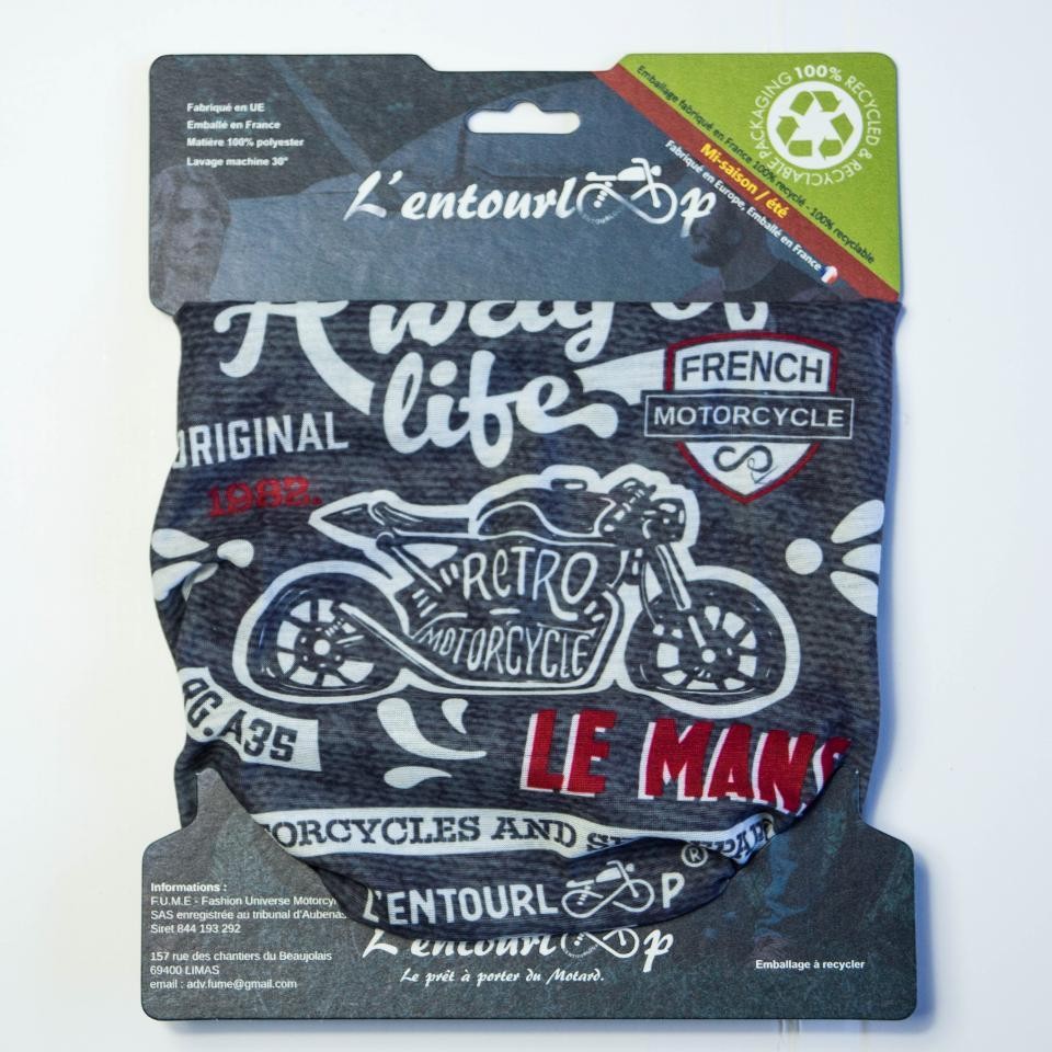 Tour de cou moto L'Entourloop bleu pour éviter le froid