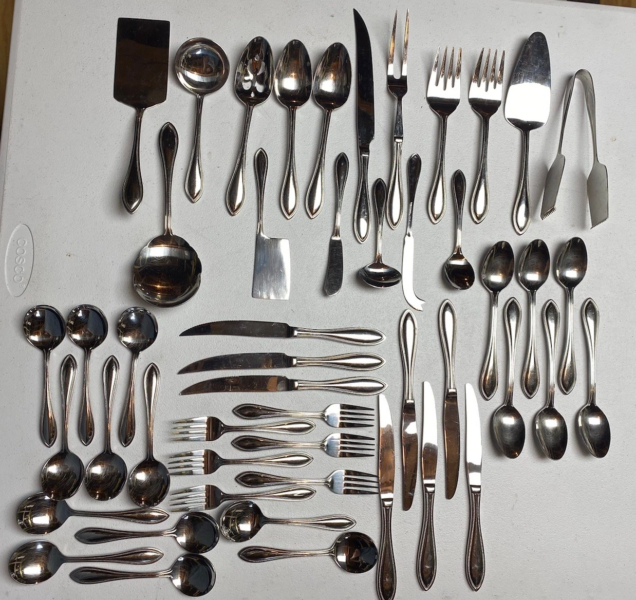 RSVP Beaded Pointed RXV5 Stainless Flatware 49 Pieces Fork Spoon Knives Serving