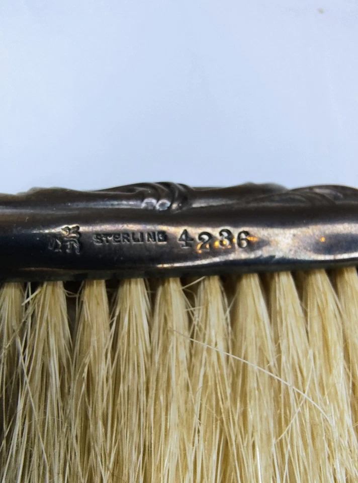 Whiting vintage con monograma Mfg. Cepillo para ropa de plata de ley marcado Foto 3 de 4