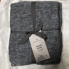 West Elm European Flax Linen King/Cal King Duvet Cover Slate Gray Melange NWT