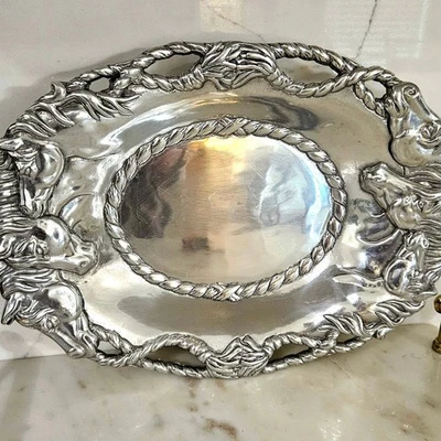 Arthur Court Equestrian Horse Oval Serving Tray 14-Inch - Image 1 of 4