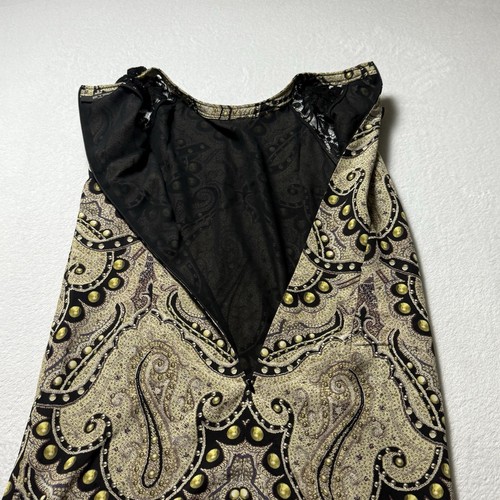 ETRO 100% Silk Dress Women’s US 4 IT 40 Paisley Lace Black & Beige Mini Shift - Picture 5 of 8