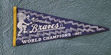 Vintage 50s Milwaukee Braves Pennants 1957 World Champions + County Stadium MLB