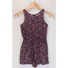 Athleta Girl Romper XS 6 Pink Orange Confetti Print Sleeveless Active One Piece