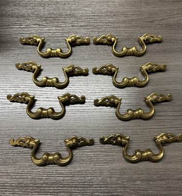 8 Vintage KBC Brass French Provincial Drawer Cabinet Pull Handles (16)