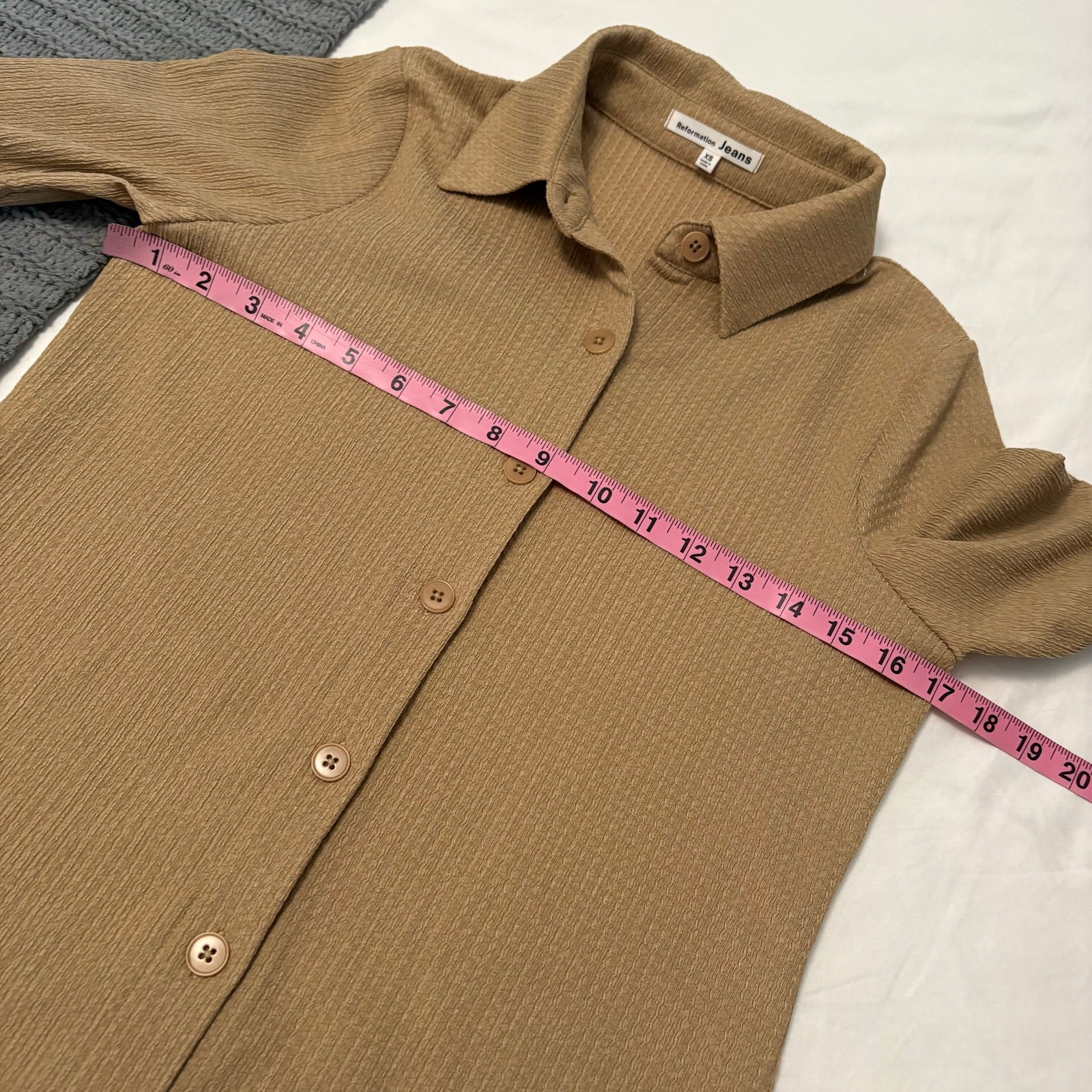 Reformation Button Down Textured Long Sleeve Top … - image 10