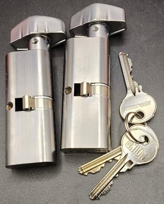 UNION ASSA ABLOY ovale Drehschlosszylinder Paar gleichschließend Satin Chrom