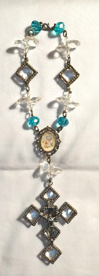 Beautiful Cut Crystal Style Beads, Stainless Steel Rosary 20'' for a Baby Area