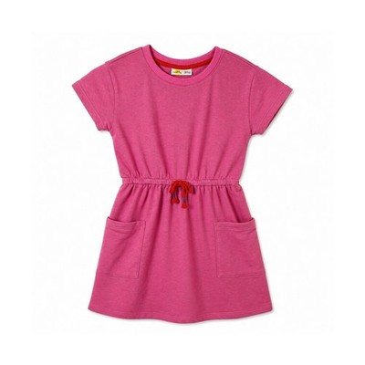 Epic Threads French Terry Dress Girls XS 5/6 Pop Pink Drawstring Waist Pullover