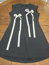 CIDER Black White Sleeveless A-Line Bow Knee Dress Youth XL 16-18