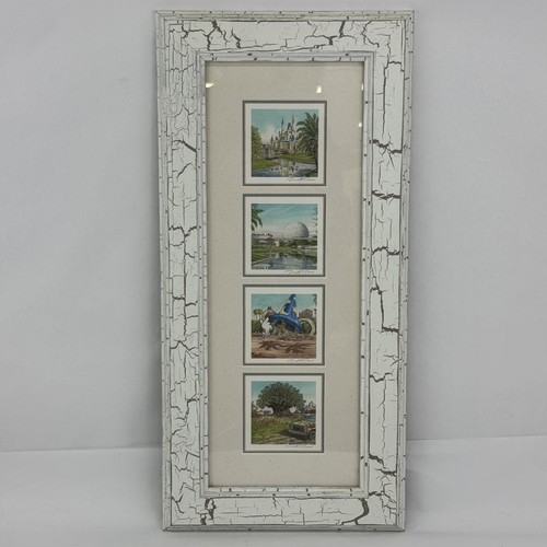 Encadré Et Mat 4 Pièce Disneyland Aquarelle Imprimé Set Signé Par David Doss - Photo 1 sur 5