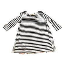 Matilda Jane Joanna Gaines Women XS Black White Striped Floral Split Back Tunic